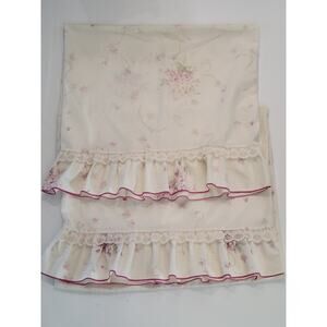 Vintage Pink Floral Cottagecore Standard Pillowcase Set Ruffle Lace Shabby Chic